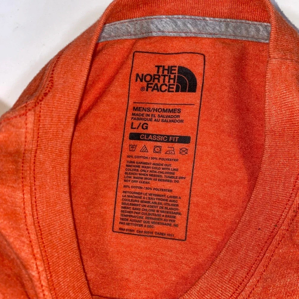 The North Face Mens Graphic T-Shirt Orange Heather Distressed Logo Large L P217